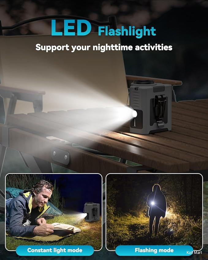 Portable Waist Fan, Light & Powerbank