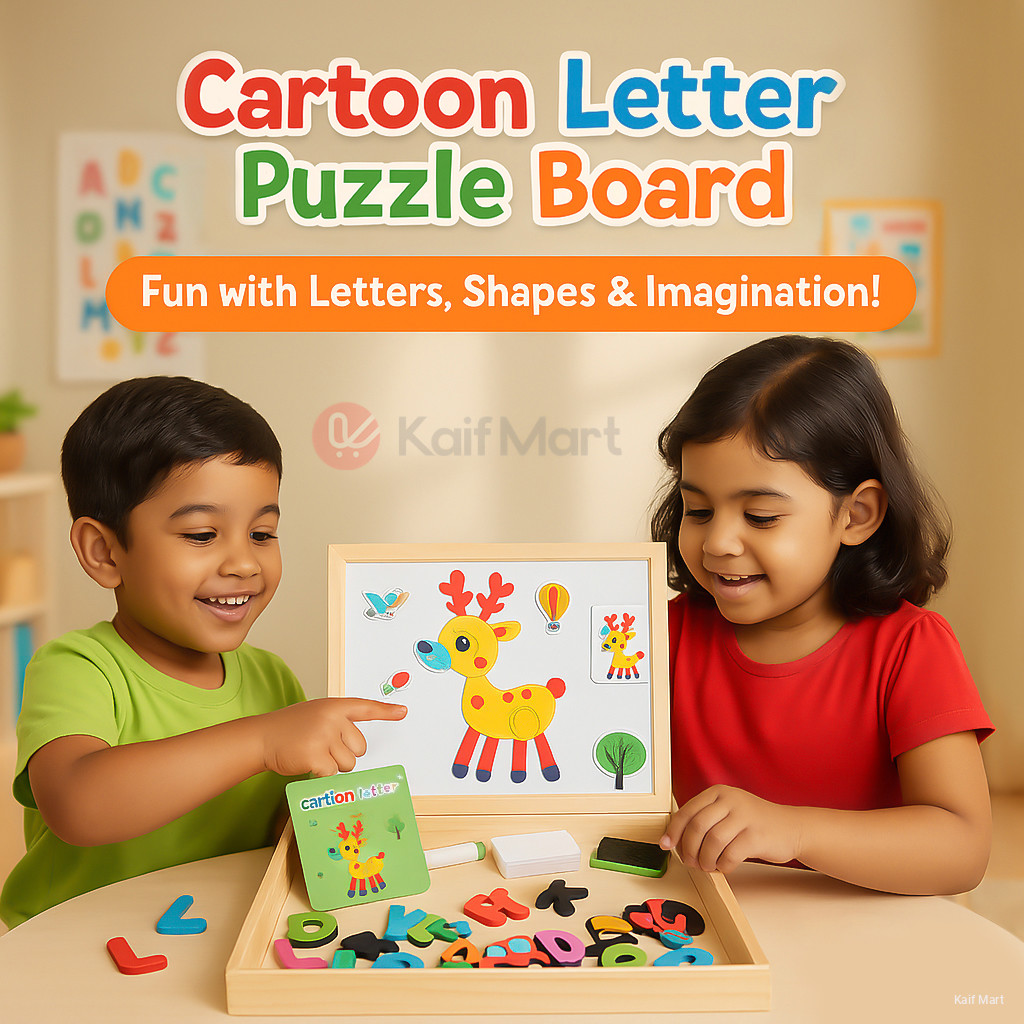 Kids Play Animal Wooden Cartoon Letter Puzzle Board