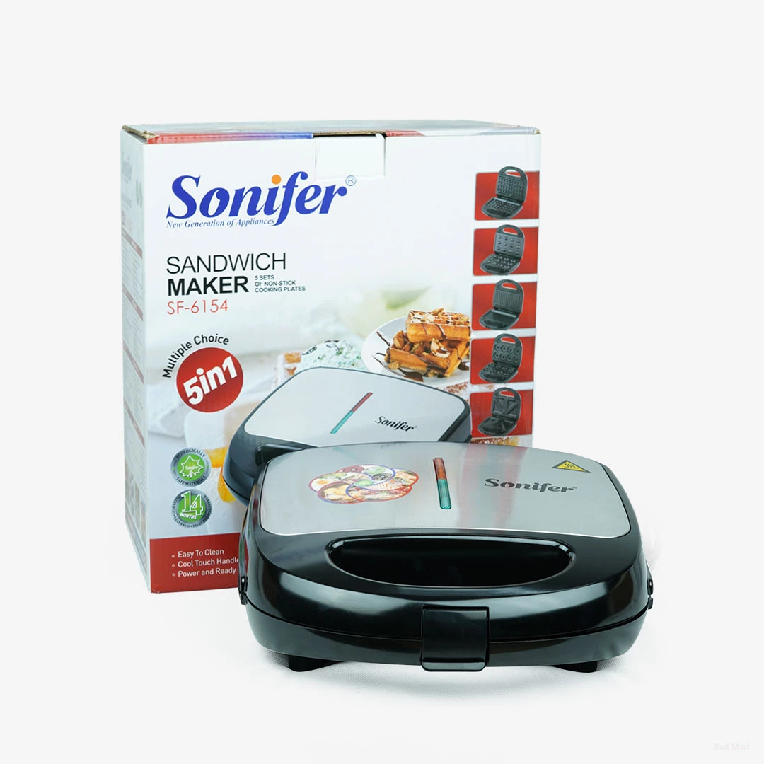 Sonifer SF-6154 non stick removable plates electric 5 in 1 multifunction mini Snack maker