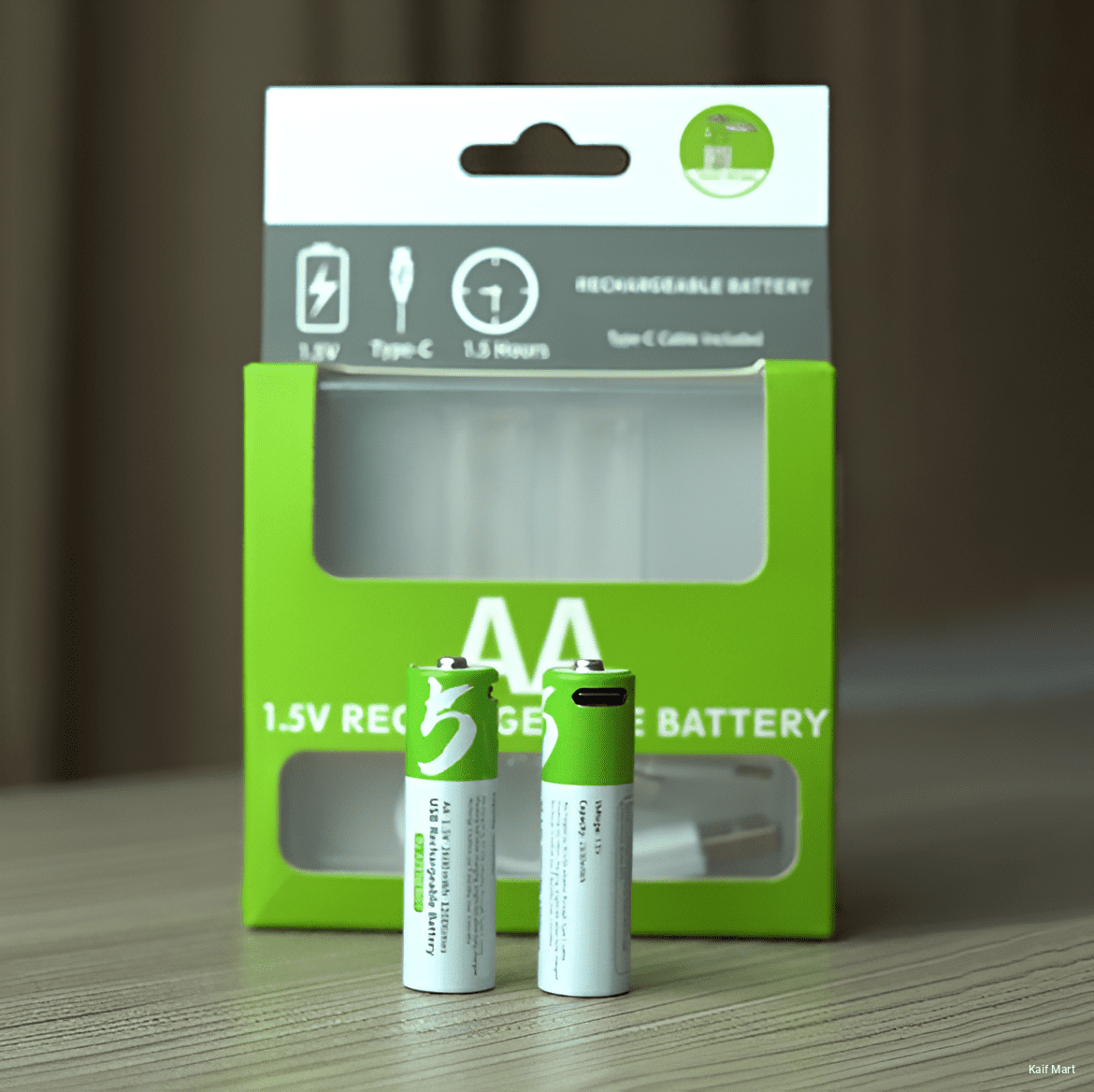 AA Size 2600mWh Rechargeable Battery Pack - 2pcs Set - Type-C