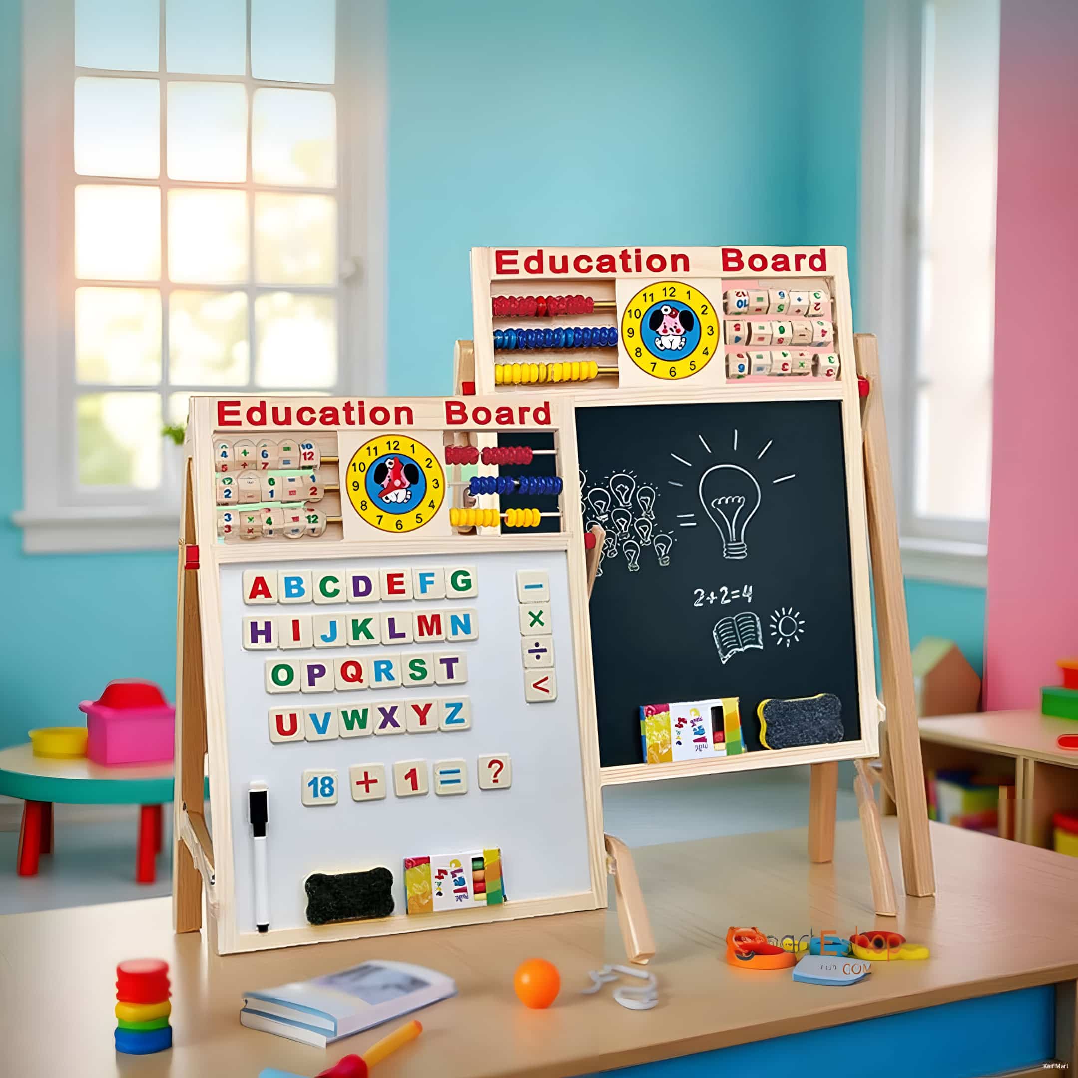 Kids Education Board Big - Double Sided Magnetic Board for 3+ Kids