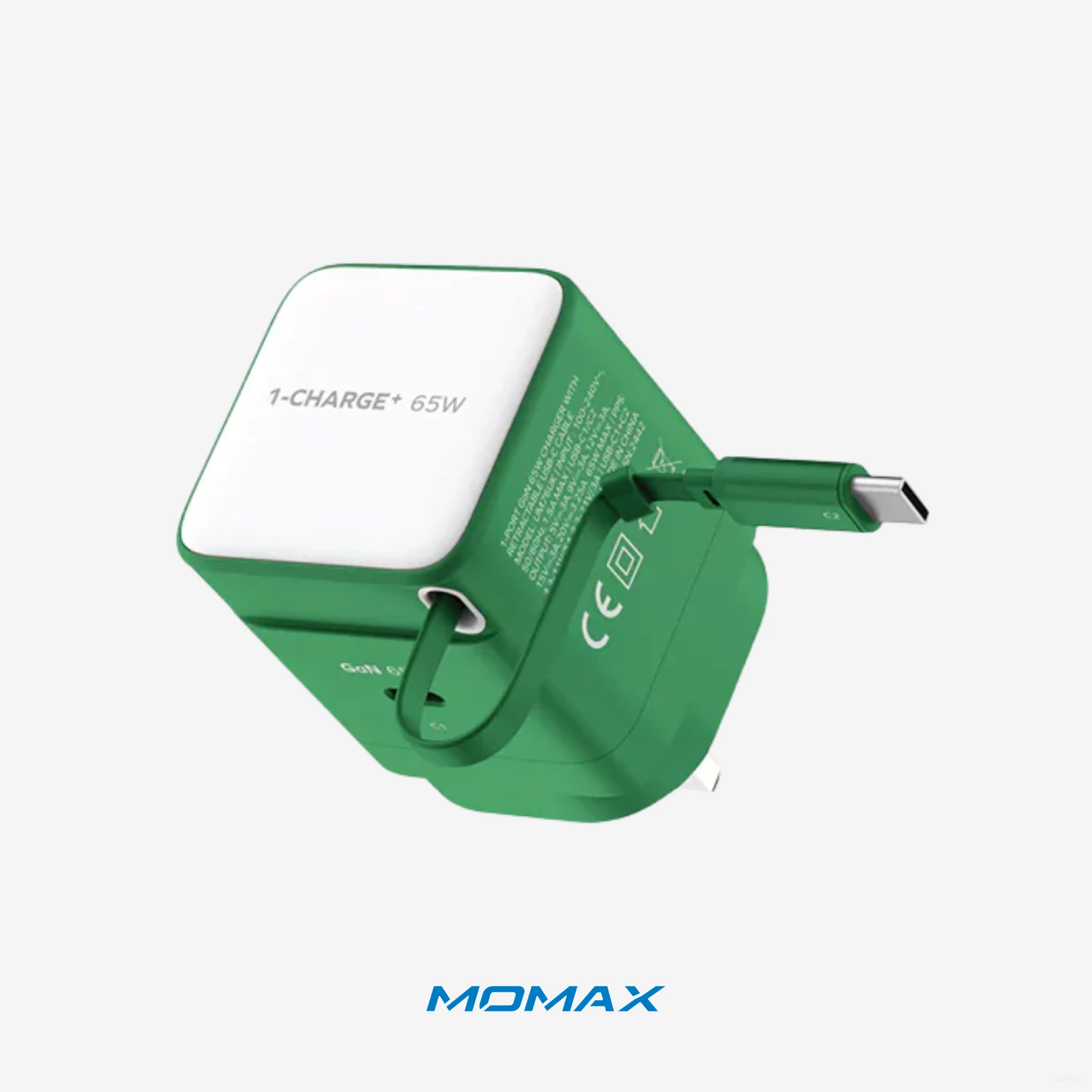 Momax 1-Charge+ 65W GaN Charger | Retractable USB-C Cable