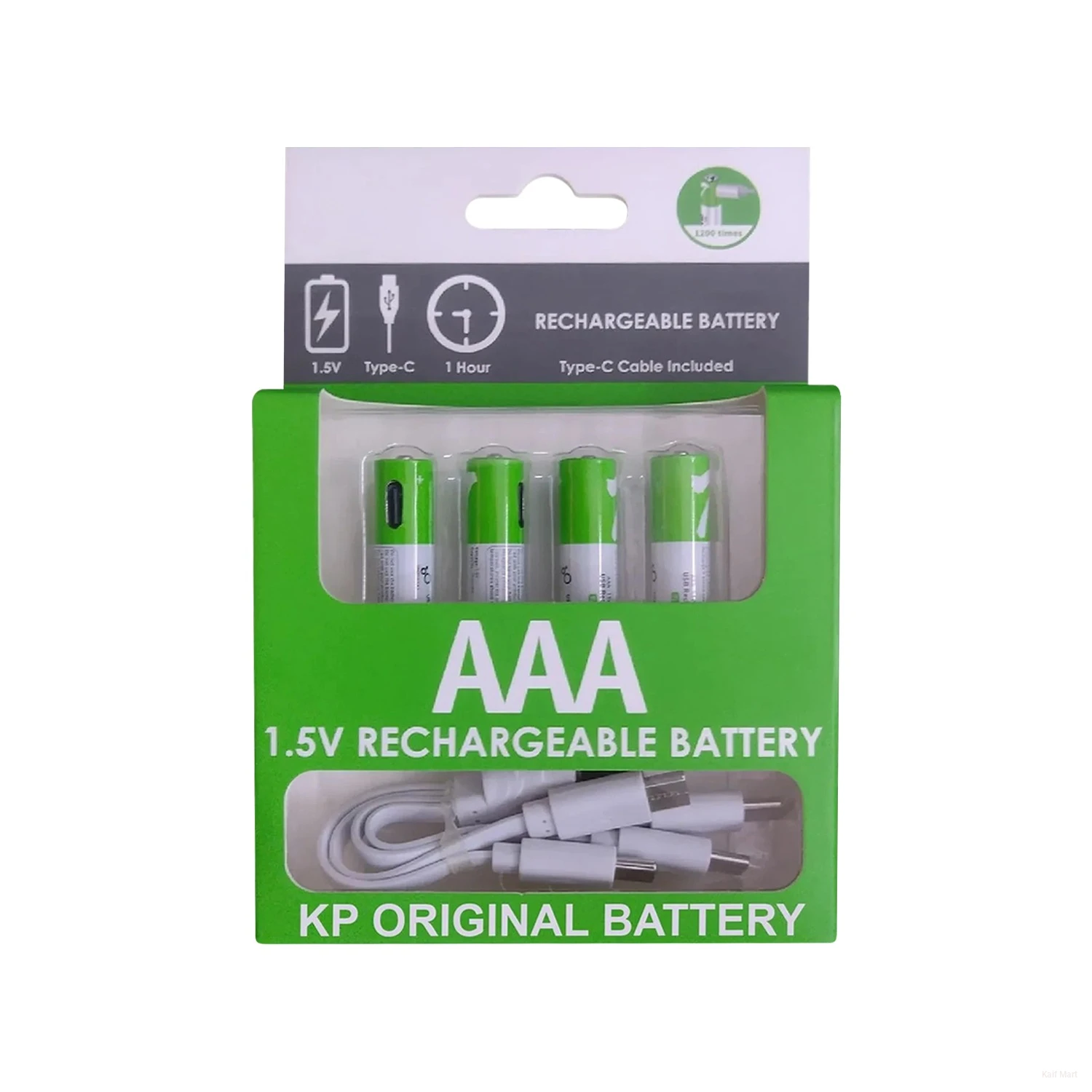 AAA Size 750mWh Rechargeable Battery Pack - 4pcs Set - Type-C
