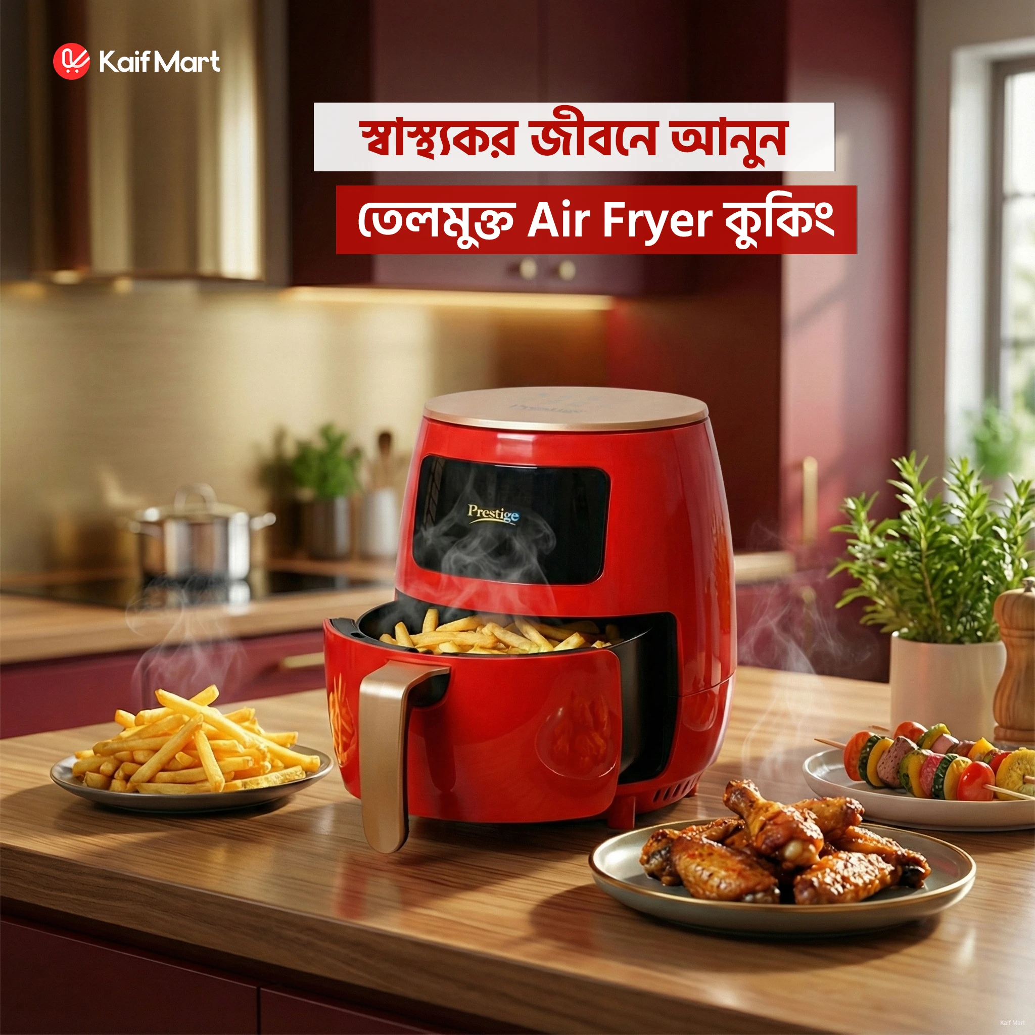 Prestige Electric Air Fryer 6 Litre (1400W) - Digital LCD Touch Control Premium Food Processor & Airfryer Stove for Kitchen